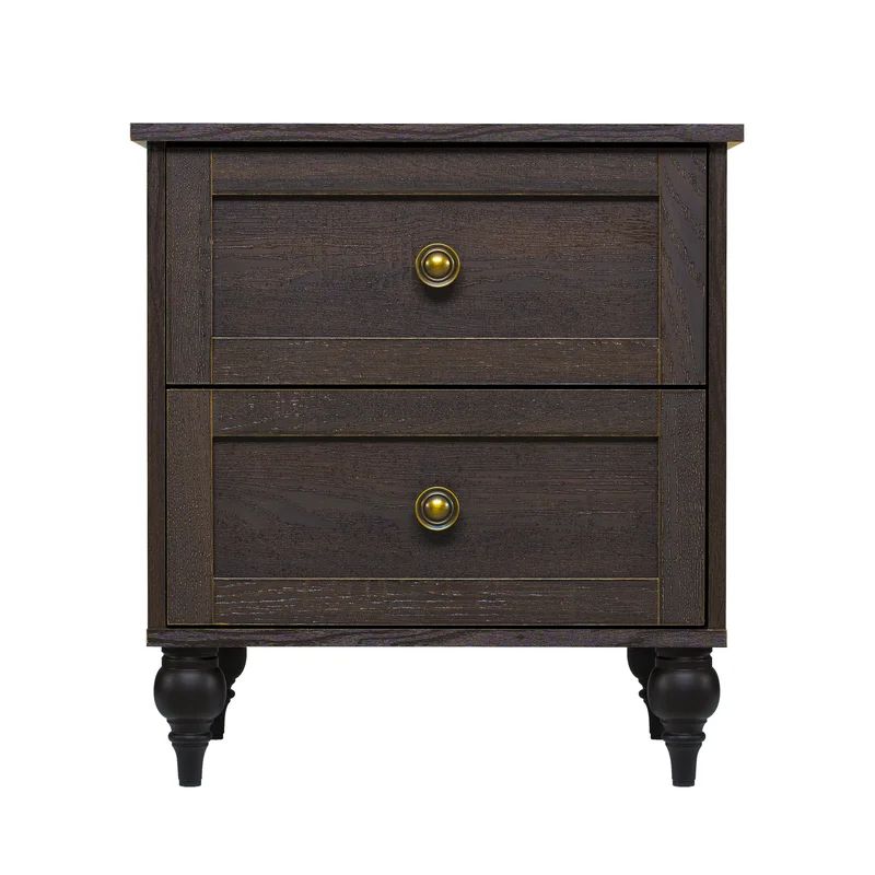 Wellington 22.6'' Tall 2 - Drawer Nightstand in Greyish Brown | Wayfair North America