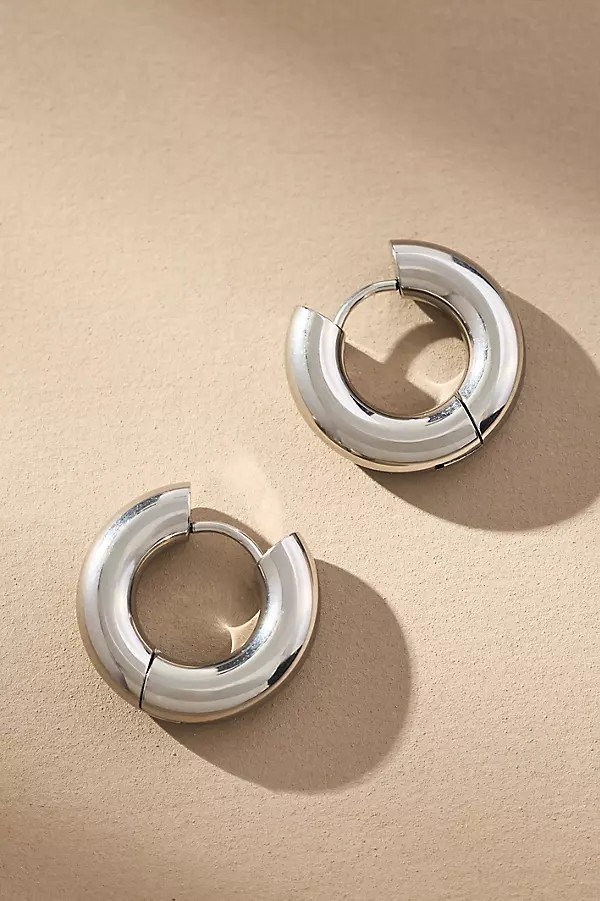 Thick Puffy Hinged Huggie Hoop Earrings | Anthropologie (US)