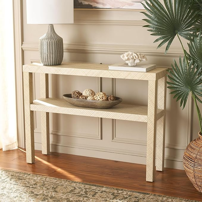 SAFAVIEH Home Collection Apis Natural Raffia 2-Shelf Console Table for Entryway, Living Room, Foy... | Amazon (US)