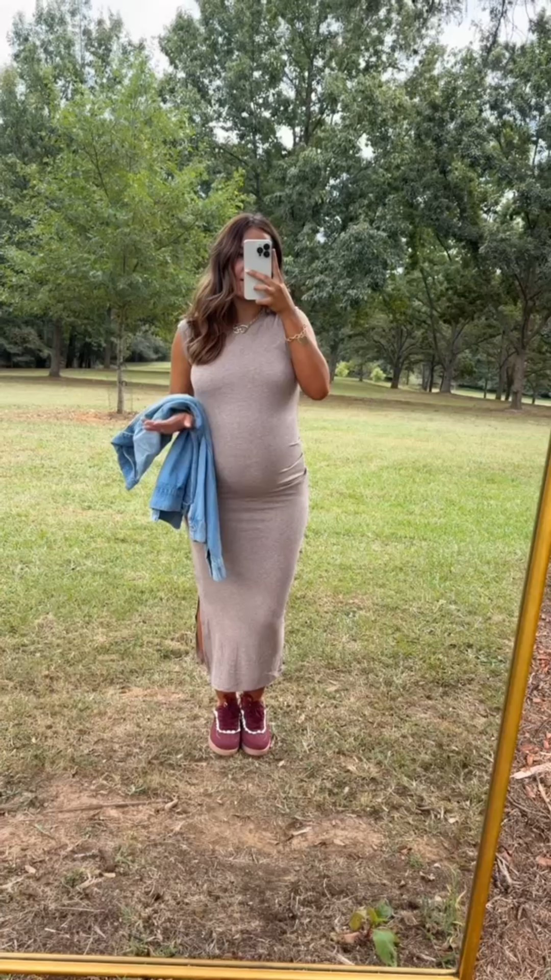 pink lily haul look 3! this maxi dress is so flattering and paired with this denim jacket is 👌🏻👌🏻 love these shoes, got them in two colors! 

#LTKStyleTip #LTKSeasonal #LTKFindsUnder100