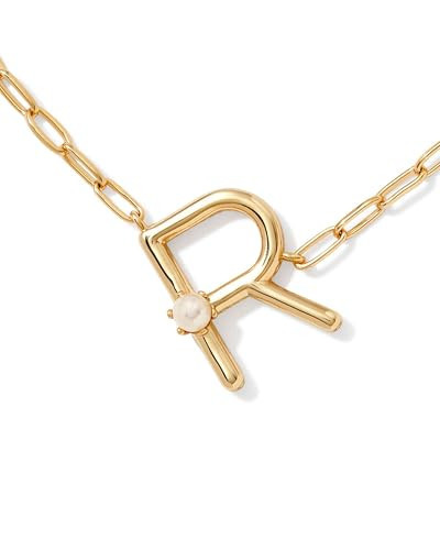 Kendra Scott Womens Pearl Letter R Short Pendant Necklace Gold White Pearl One Size | Amazon (US)