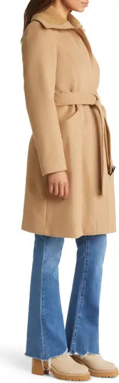 Sam Edelman Rib Collar Wool Blend Trench Coat | Nordstrom | Nordstrom