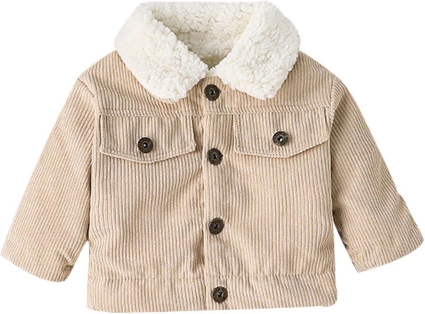 Noubeau Baby Boys Girls Corduroy Jacket Kids Toddler Sherpa Lined Top Lapel Button Down Thicked W... | Amazon (US)