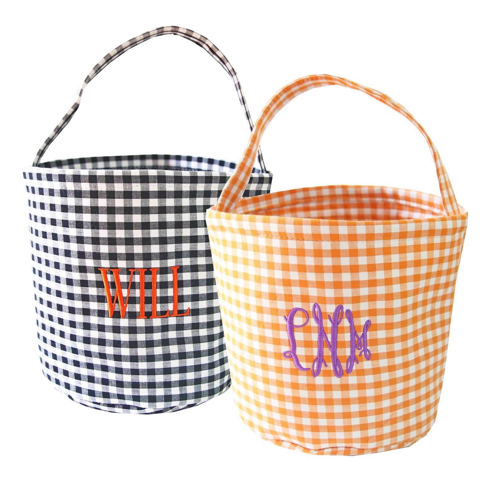 Orange Gingham Halloween Bucket, Black Gingham Halloween Bucket, Halloween Candy bucket, Hallowee... | Etsy (US)