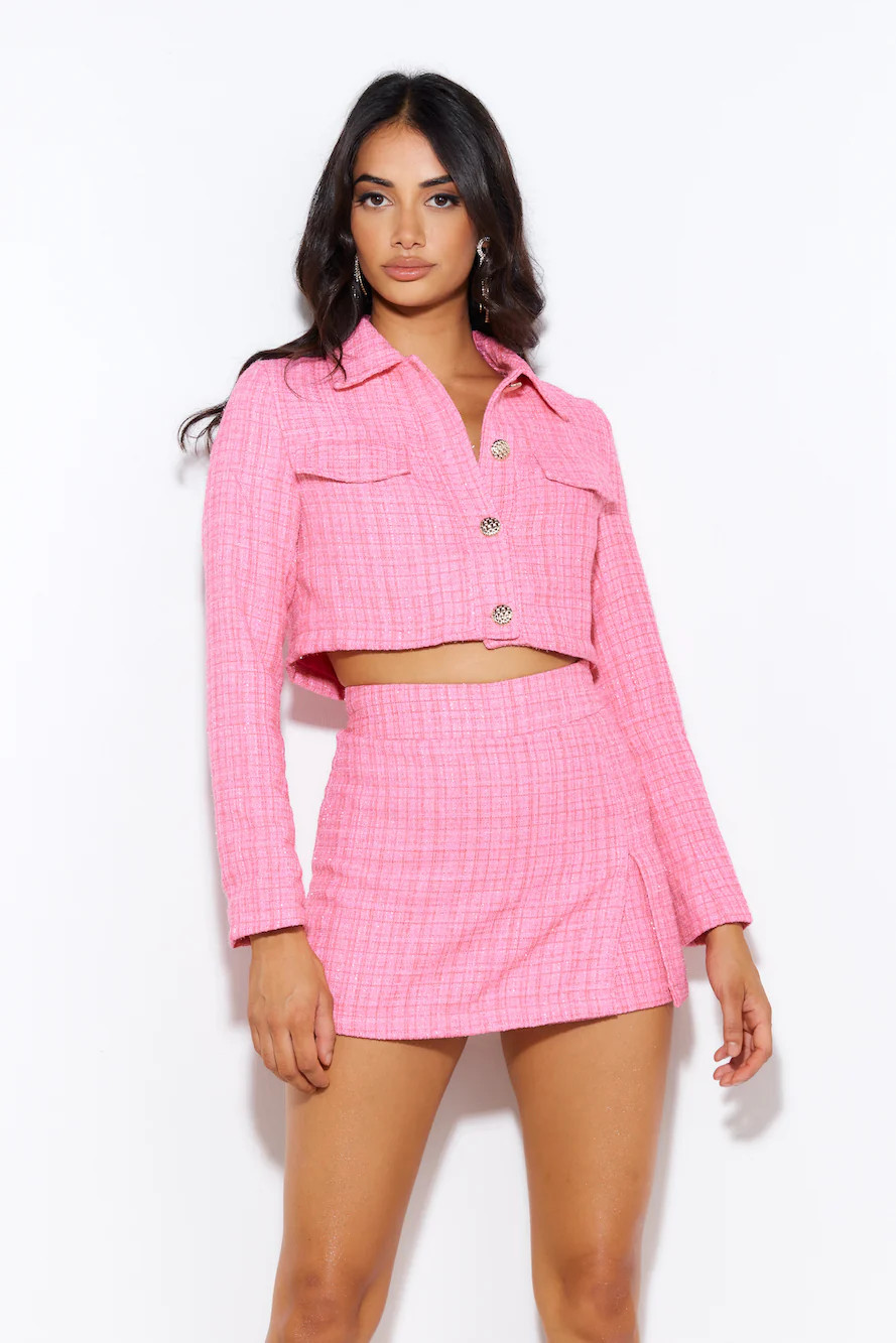 Classic Tweed Jacket Pink | Hello Molly (US)