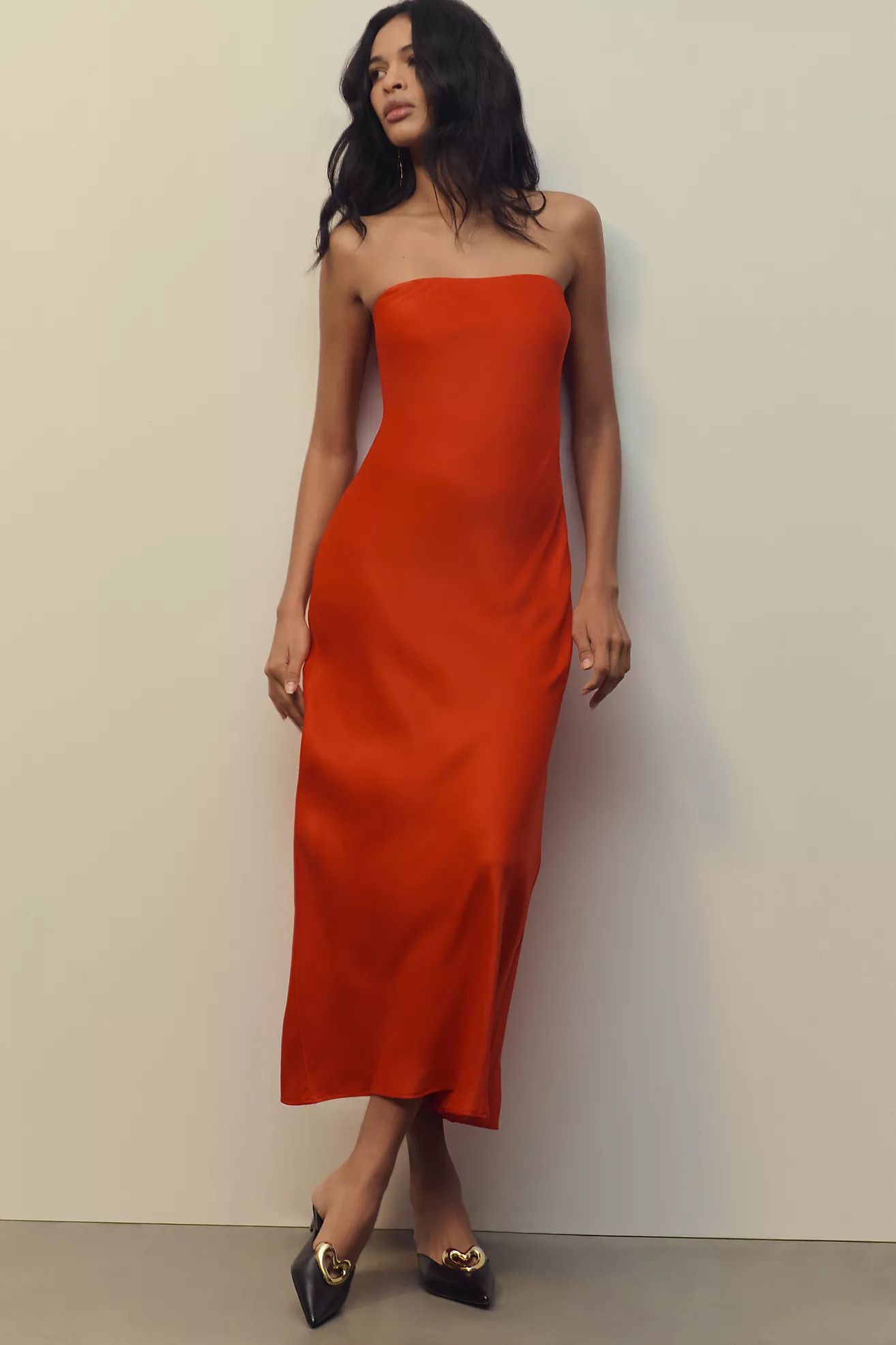 By Anthropologie Satin Midi Slip Dress | Anthropologie (US)