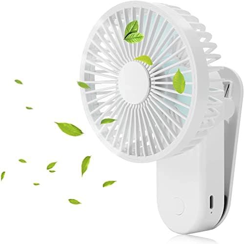 Portable Clip on Mini Desk Fan, 2400mA Rechargeable USB Battery Operated Stroller Fan with Magnetic, | Amazon (US)