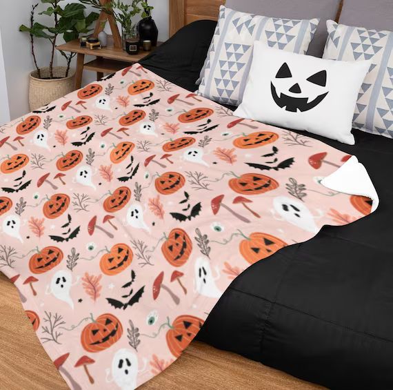 Cute Halloween Blanket Pumpkin Ghost Blanket Fluffy Plush - Etsy | Etsy (US)