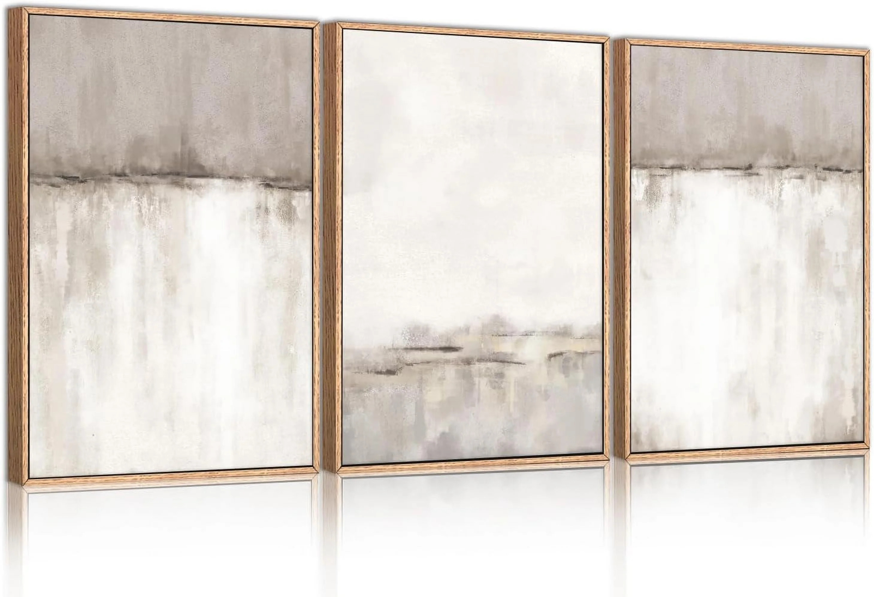 Large Neutral Gray Tan Framed Canvas Wall Art Set, Abstract Textured Wall Decor, Minimalist Wall ... | Walmart (US)