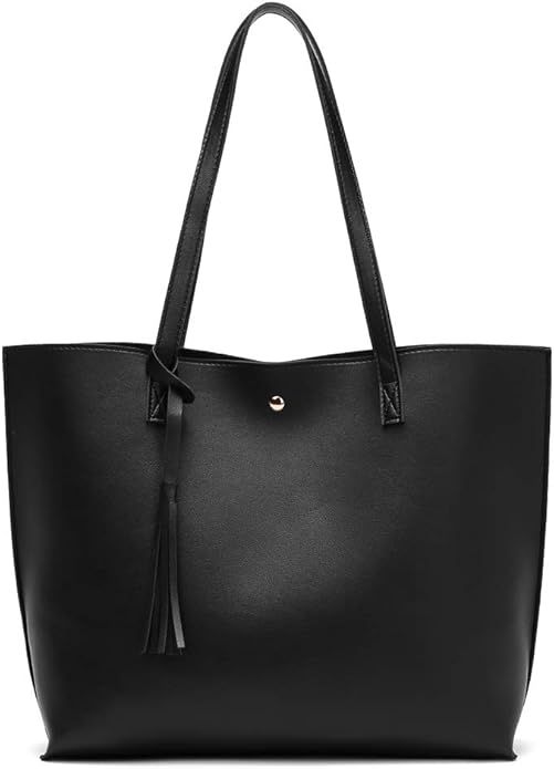 Dreubea Women's Soft Faux Leather Tote Shoulder Bag from, Big Capacity Tassel Handbag | Amazon (US)