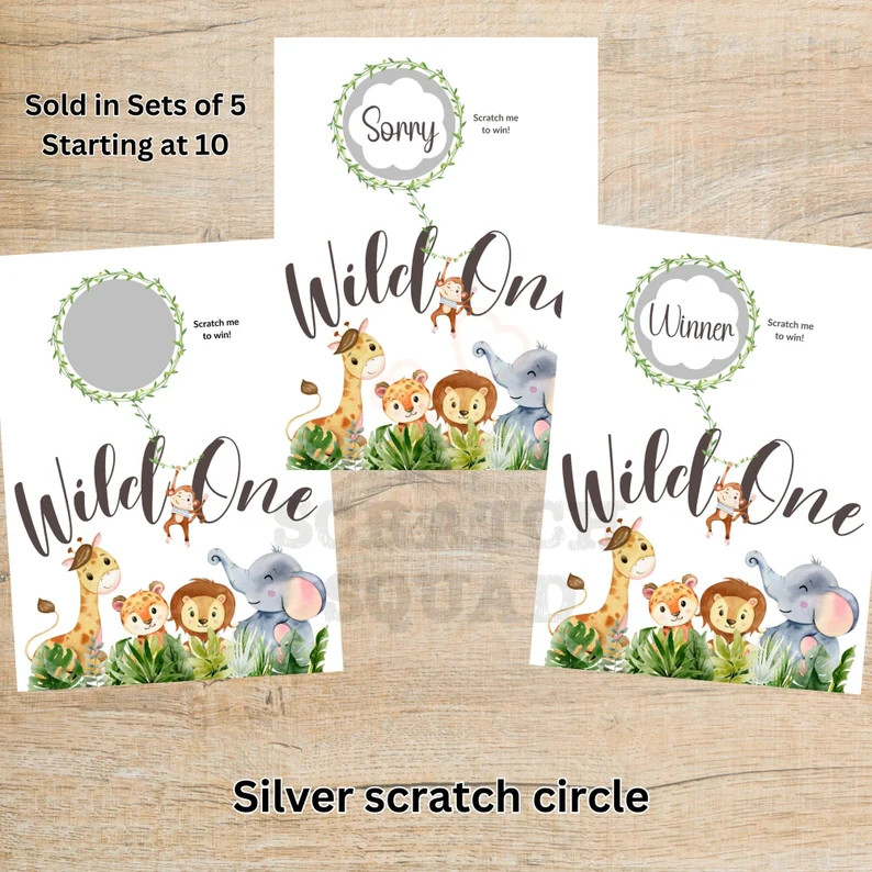 Wild One Birthday Scratch Game Cards | Safari Jungle Baby Shower Activity Prizes | Etsy (Global)