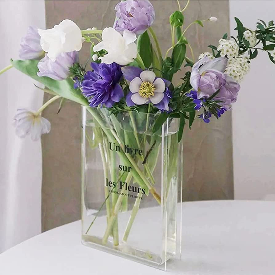 Clear Book Vase for Flowers Book Shaped Flower Vase, Acrylic Transparent Book Vase, Cute Vase Boo... | Amazon (US)