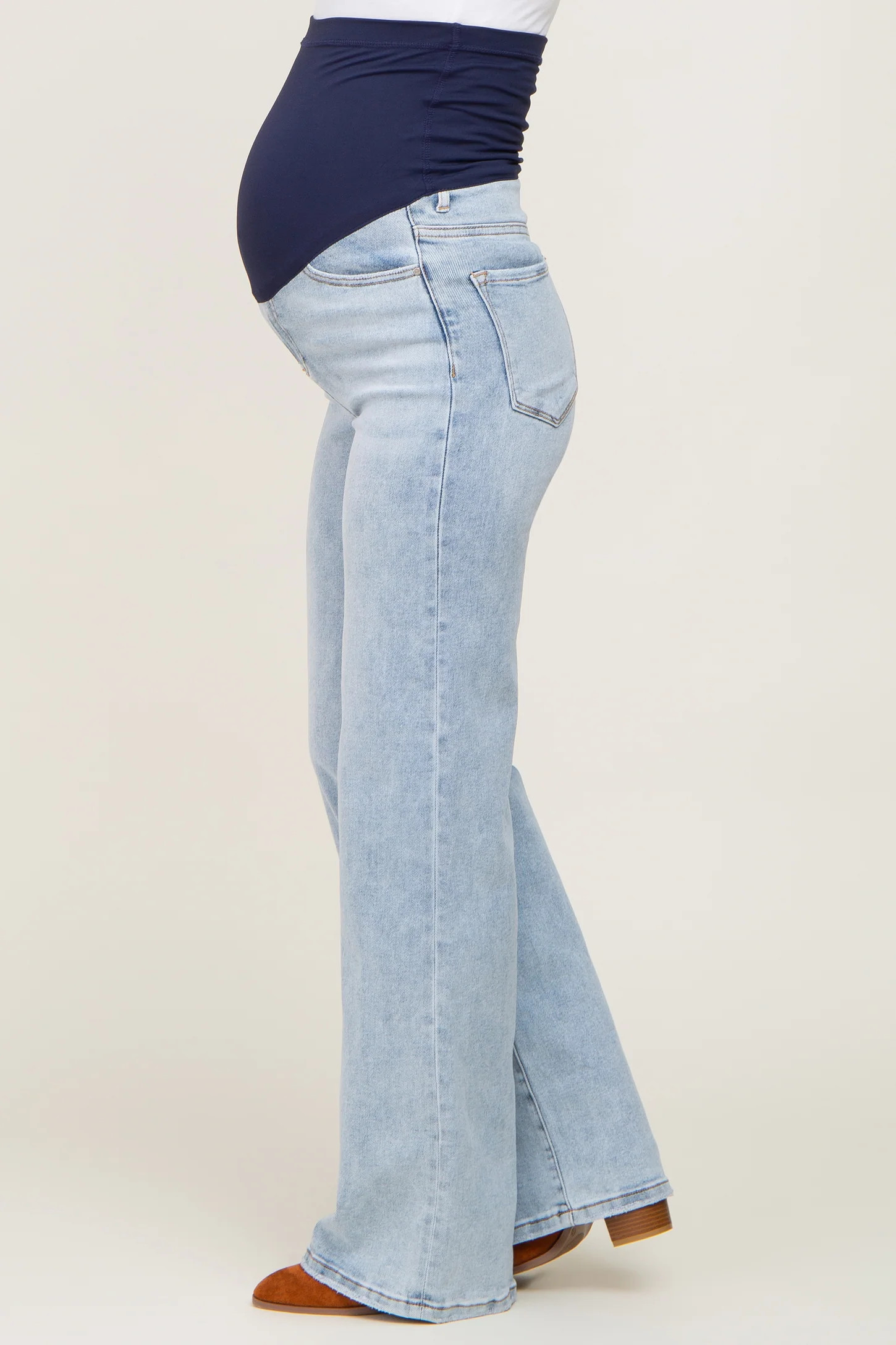 Light Blue Wide Leg Maternity Jeans | PinkBlush Maternity