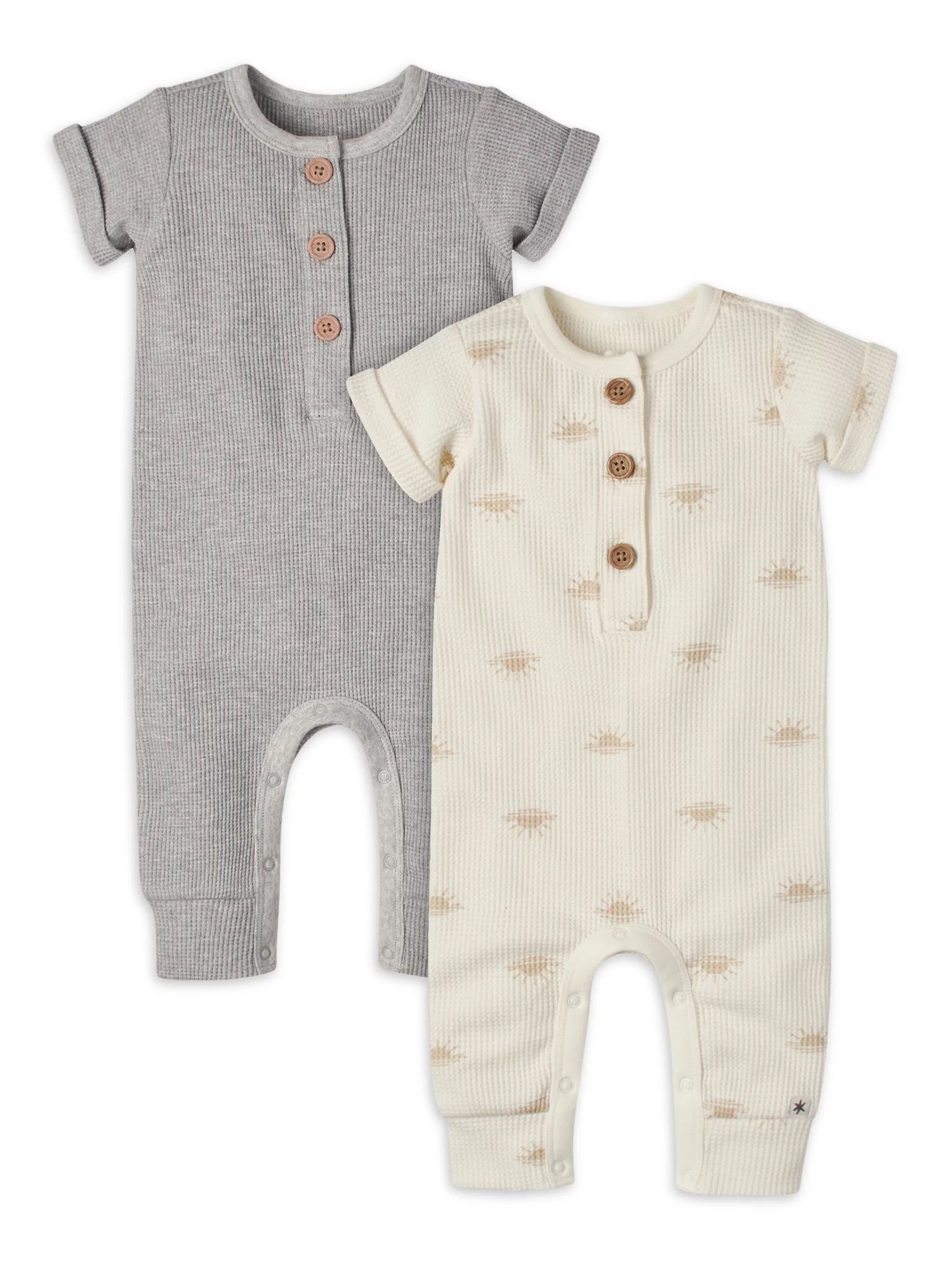 Modern Moments by Gerber Baby Girl Waffle Romper, 2-Pack, Sizes 0/3 -24 Months | Walmart (US)