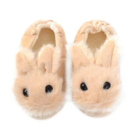 OUNONA Beige Children Nonslip Slippers with Lovely Rabbit Design for Winter Gift Practical Household Use Made of Short Plush and | Walmart (US)