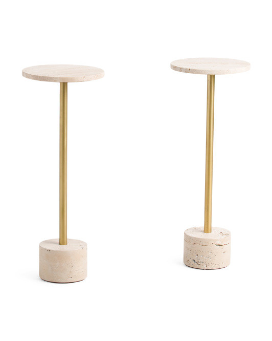Set Of 2 Travertine Accent Tables | TJ Maxx
