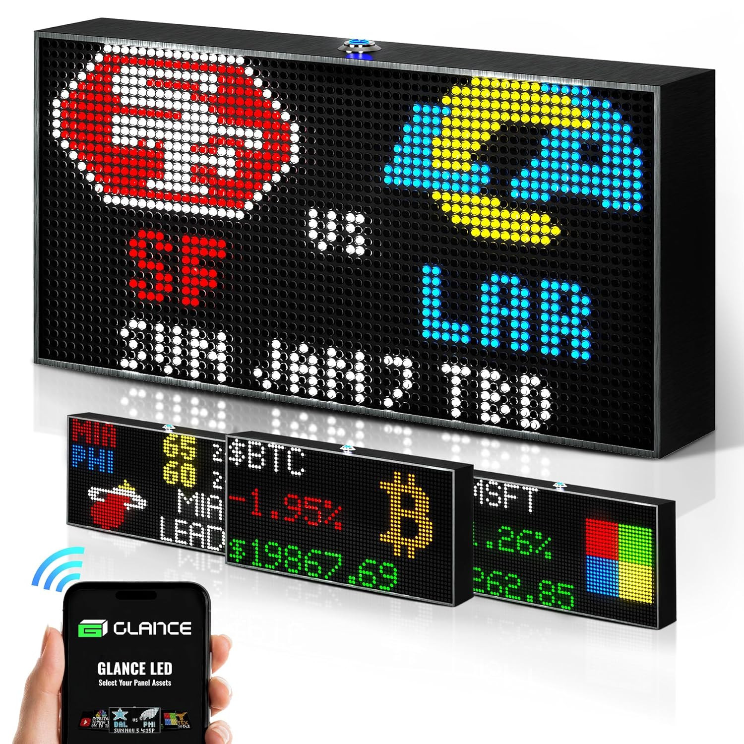 Glance LED Ticker - Customizable LED Display Sports Ticker, LED Display for Man Cave, Stock Marke... | Amazon (US)