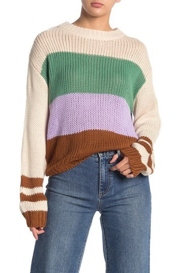 Stripe Accent Drop Shoulder Sweater | Nordstrom Rack
