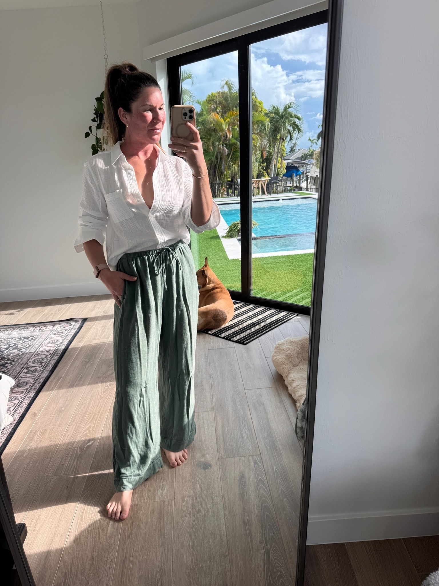 I needed to replace my gauze white button down and scored one on sale at jcrew earlier this month! Of course my Florida uniform is linen, cotton, and comfy 🤍🌴 

On sale for $40! I am so tempted to get the green and white strip one too - I’m wearing a size medium for a more over sized relaxed look

#ootd

#LTKootd