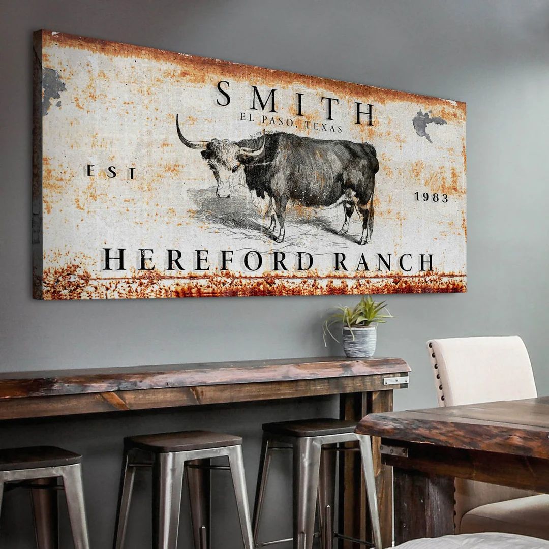 Hereford Bull Ranch Sign Hereford Print Ranch Wall Decor - Etsy | Etsy (US)