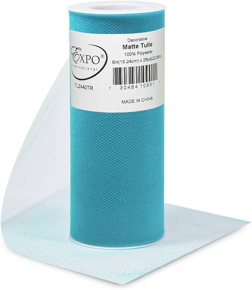 Expo International Decorative Matte Tulle Spool of 6 Inch X 25 Yards | Turquoise | Amazon (US)