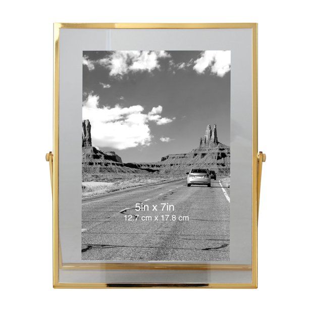 Better Homes & Gardens 5" x 7" Rectangle Metal Tabletop Floating Picture Frame, Gold - Walmart.co... | Walmart (US)