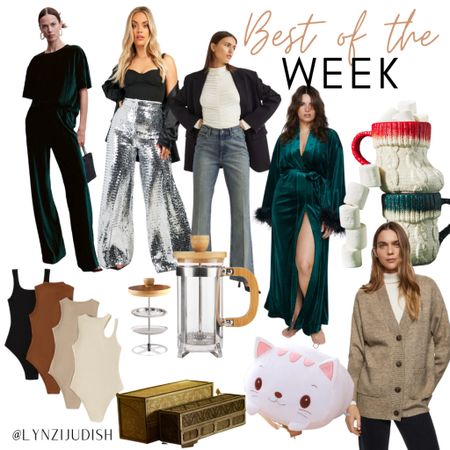 Best of the week - all of the most clicked items of last week 

Plus size fashion, plus size style, size 16 influencer, size 16 style, size 16 fashion, holiday fashion, holiday style, green velvet co ords, green velvet pants, silver sequin pants, flare jeans, denim, teal velvet robe, stocking mug, beige cardigan, cat pillow, French press, Amazon finds, Amazon home, etsy finds, etsy home, seed organizer, bodysuit set, beige bodysuit, brown bodysuit, tan bodysuit, black bodysuit 

#LTKcurves #LTKunder50 #LTKhome