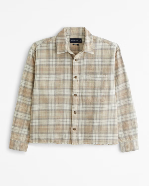 Men's Cropped Flannel | Men's Tops | Abercrombie.com | Abercrombie & Fitch (US)