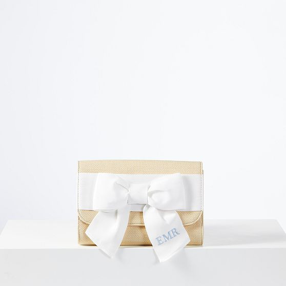 Ribbon Bow Clutch, White | Mark and Graham