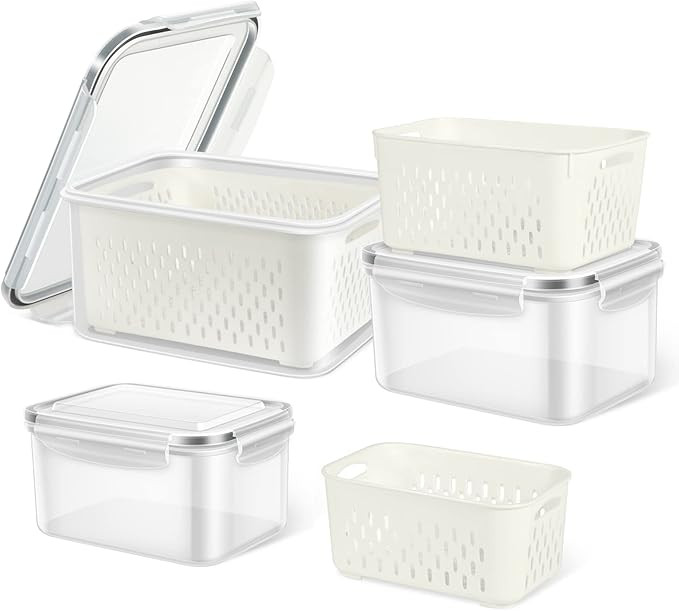 TBMax Fruit Storage Containers for Fridge - 3 Pack Large Produce Saver Containers Fridge Organize... | Amazon (US)