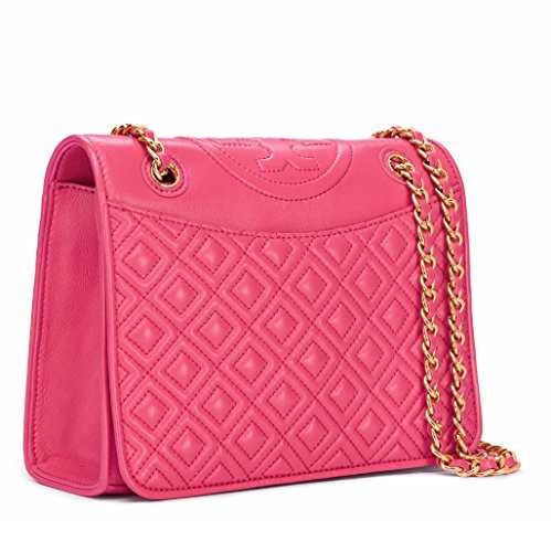 Tory Burch Leather Handbag Fleming Medium Bag Chain in Dark Peony | Amazon (US)