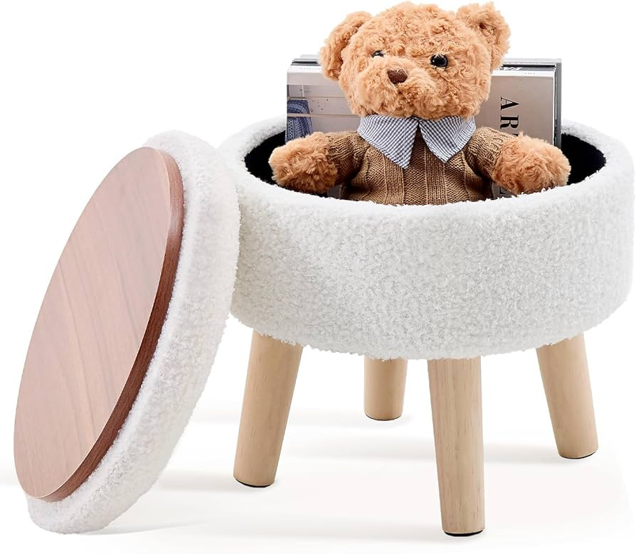 Mxfurhawa Versatile Storage Ottoman, Round Footstool with Soft Padded Seat, Small End Table with ... | Amazon (US)