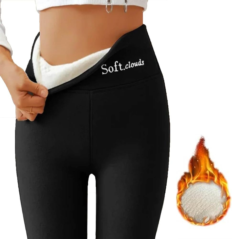 Women's Fleece Leggings Slim Casual Warm Winter Solid Pants, Thermal Leggings Women Fleece Lined | Amazon (US)