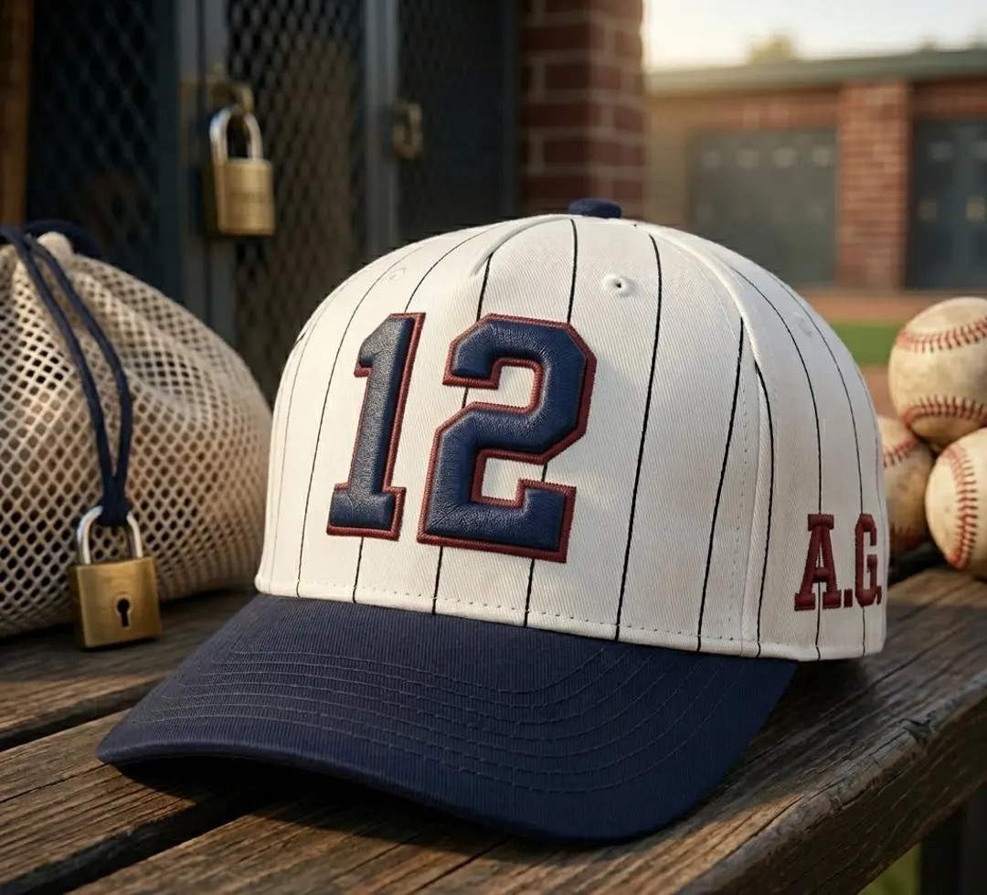 Custom Baseball Number Embroidered Hat Personalized Sports Dad Cap Vintage Pinstripe Athletic Gam... | Etsy (Global)
