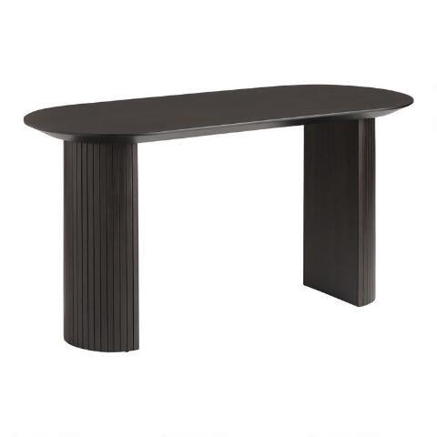 Smoke Black Wood Fluted Column Shanice Desk | World Market
