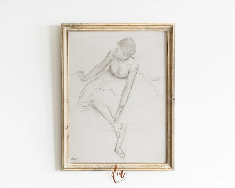 Vintage Ballerina Drawing, Dancer Wall Art, Vintage French Art, Ballerina Sketch, Edgar Degas, Di... | Etsy (US)