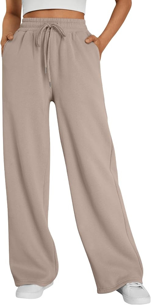 Trendy Queen Womens Wide Leg Fleece Lined Sweatpants | Amazon (US)