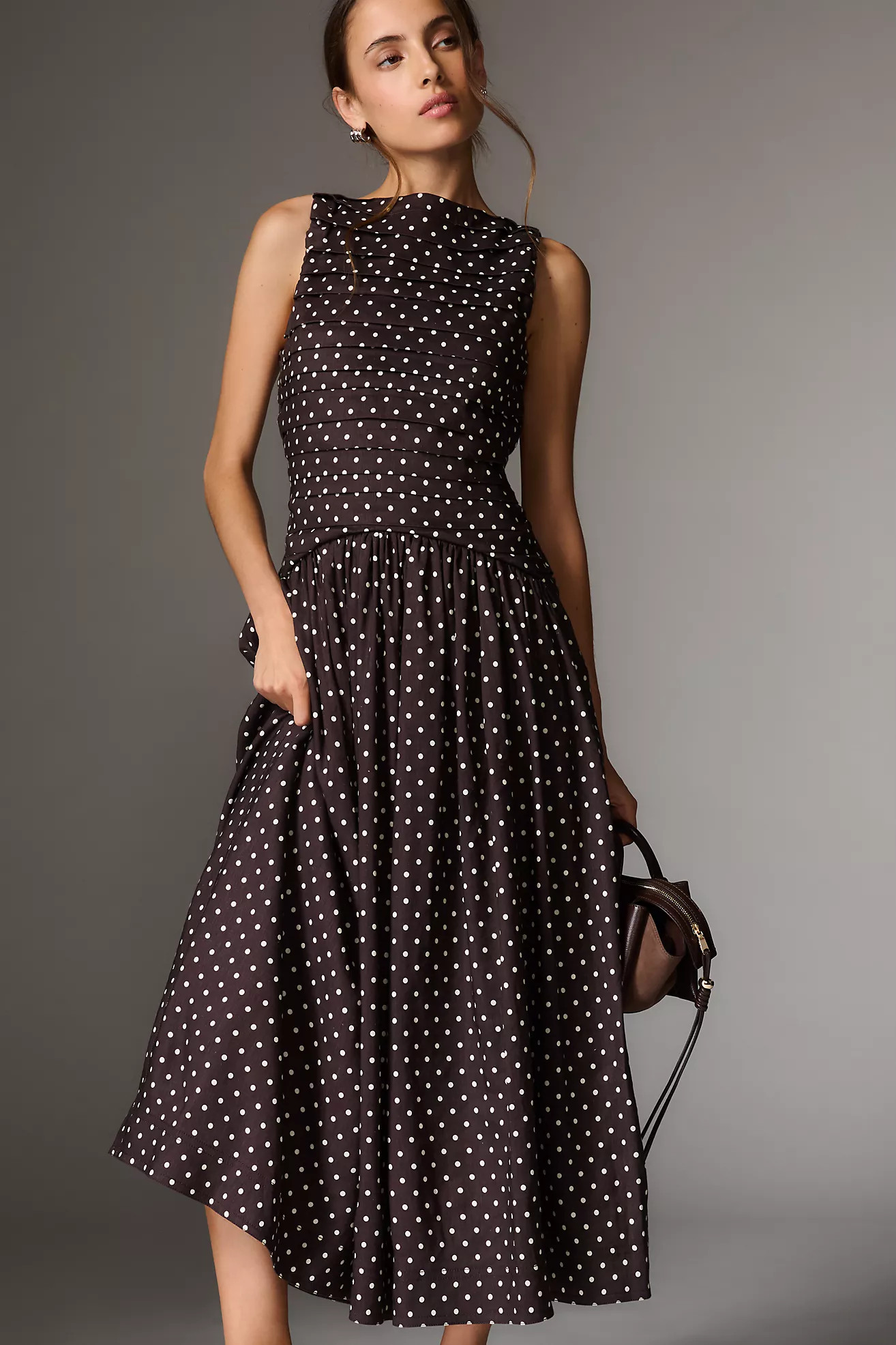 Lovaan Val Linen Blend Boat-Neck Midi Dress | Anthropologie (US)