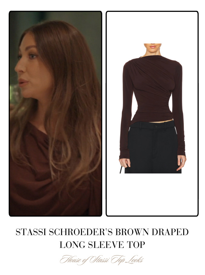 Stassi Schroeder's Brown Draped Long Sleeve Top 

 