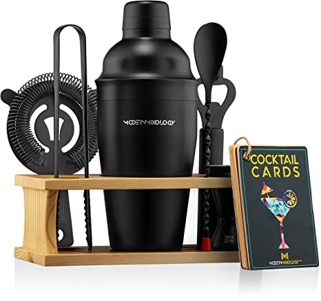 Mixology Bartender Kit with Stand | Matte Black Bar Set Cocktail Shaker Set for Drink Mixing - Ba... | Amazon (US)