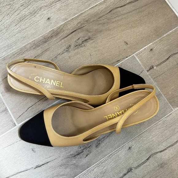 AUTHENTIC Chanel Slingback Leather Sandals | Poshmark