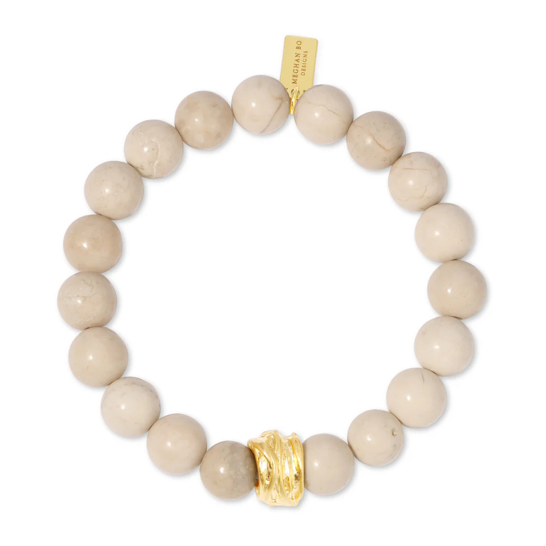Ivory Beaded Stretch Bracelet | Meghan Bo Designs