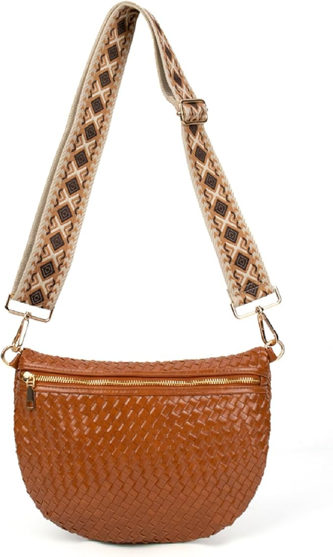 The Fiona | Woven Bum Bag | Stylish Woven Crossbody Bag | Adjustable Strap for Travel Festivals &... | Amazon (US)