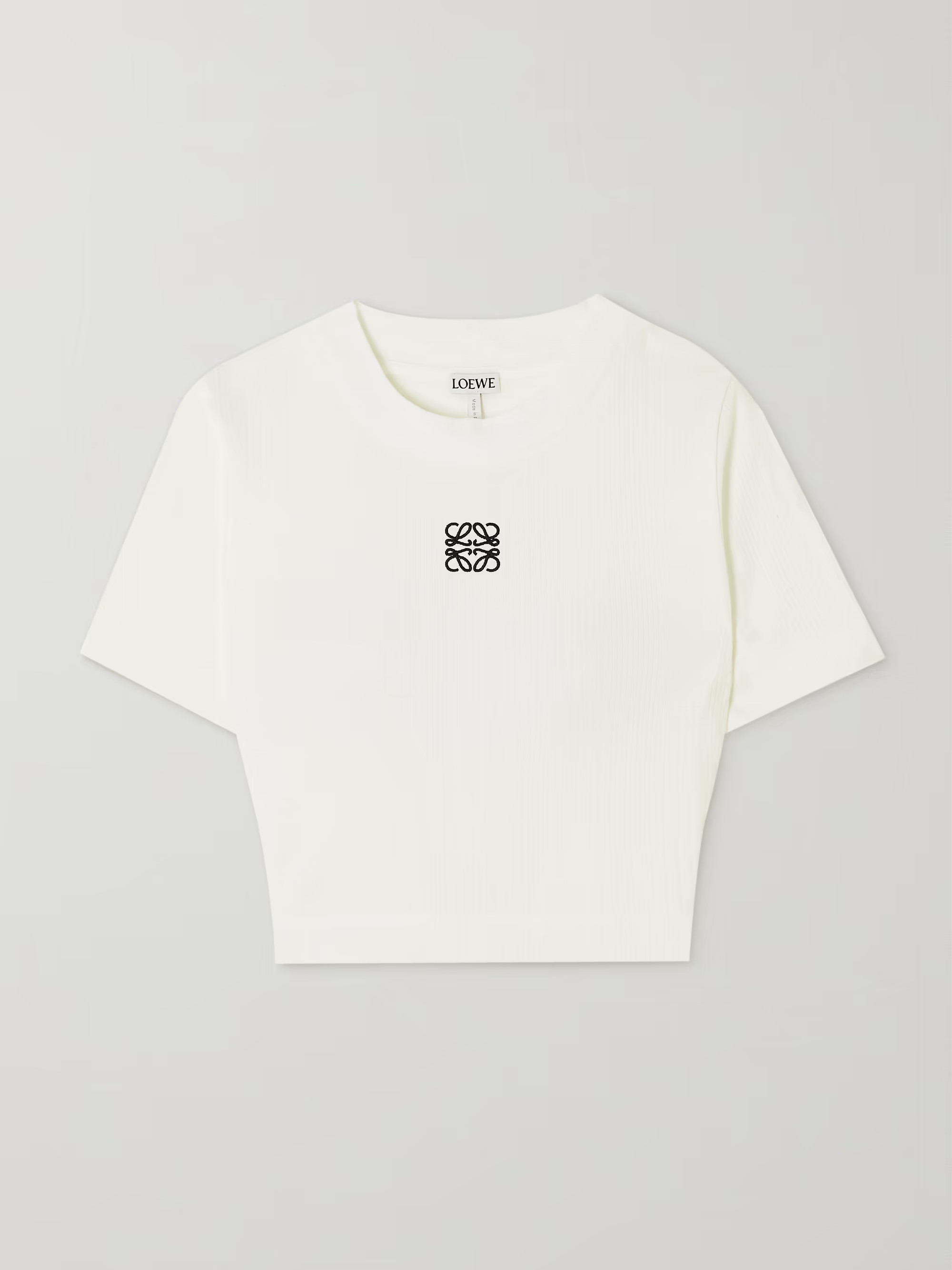 Anagram cropped embroidered ribbed cotton T-shirt | NET-A-PORTER (UK & EU)