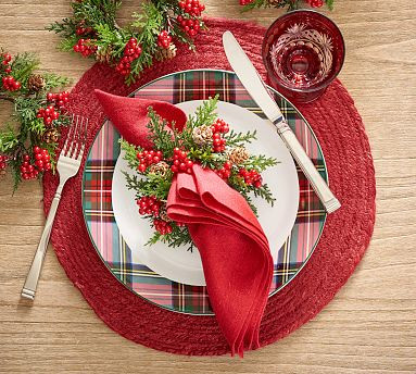 Pine and Berries Botanical Napkin Rings - Set of 4 | Pottery Barn (US)