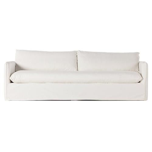 Sacha Modern Classic Cream Upholstered Slipcovered Sofa - 96.5"W | Kathy Kuo Home