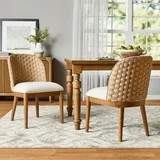 My Texas House Saylor Farmhouse Dining Chair Set, Natural Wood, Set of 2 | Walmart (US)