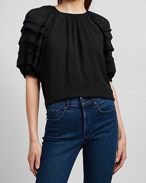 Textured Tiered Sleeve Top | Express