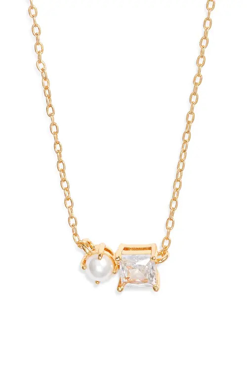 Kate Spade New York dear bestie pendant necklace in Cream/Clear/Gold at Nordstrom | Nordstrom