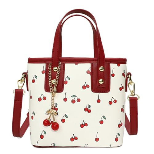 Cute Shoulder Bag Cherry Mini Tote Purse for Women Coquette Aesthetic Crossbody Handbag with Cherry Charm | Amazon (US)